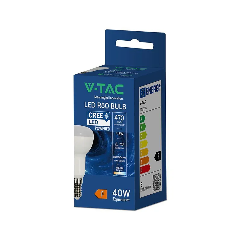 Żarówka LED V-TAC CREE CHIP 4,8W E14 R50 VT-250 4000K 470LM 6 Lat Gwarancji