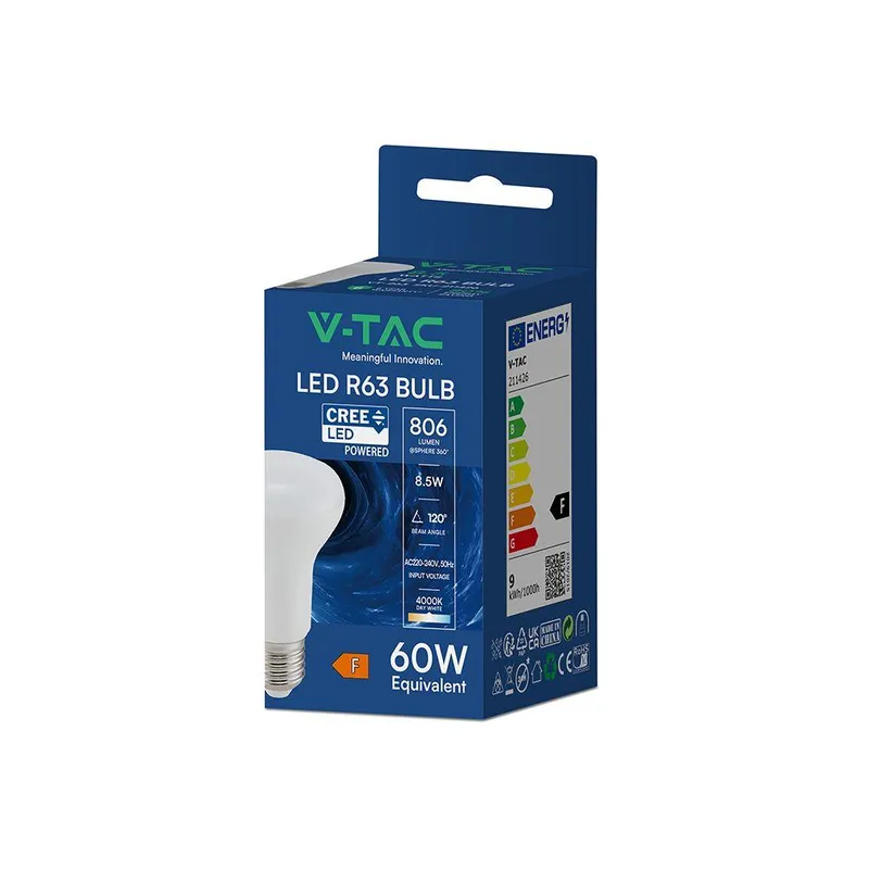 Żarówka LED V-TAC CREE CHIP 8,5W E27 R63 VT-263 6500K 806LM 6 Lat Gwarancji