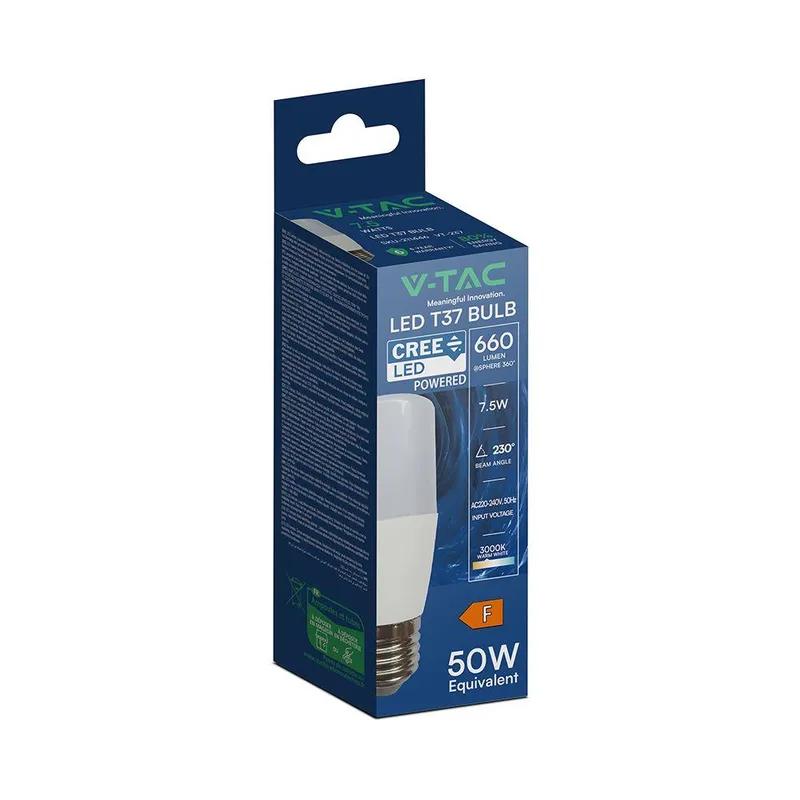 Żarówka LED V-TAC CREE CHIP 7,5W E27 T37 VT-237 6500K 660LM 6 Lat Gwarancji
