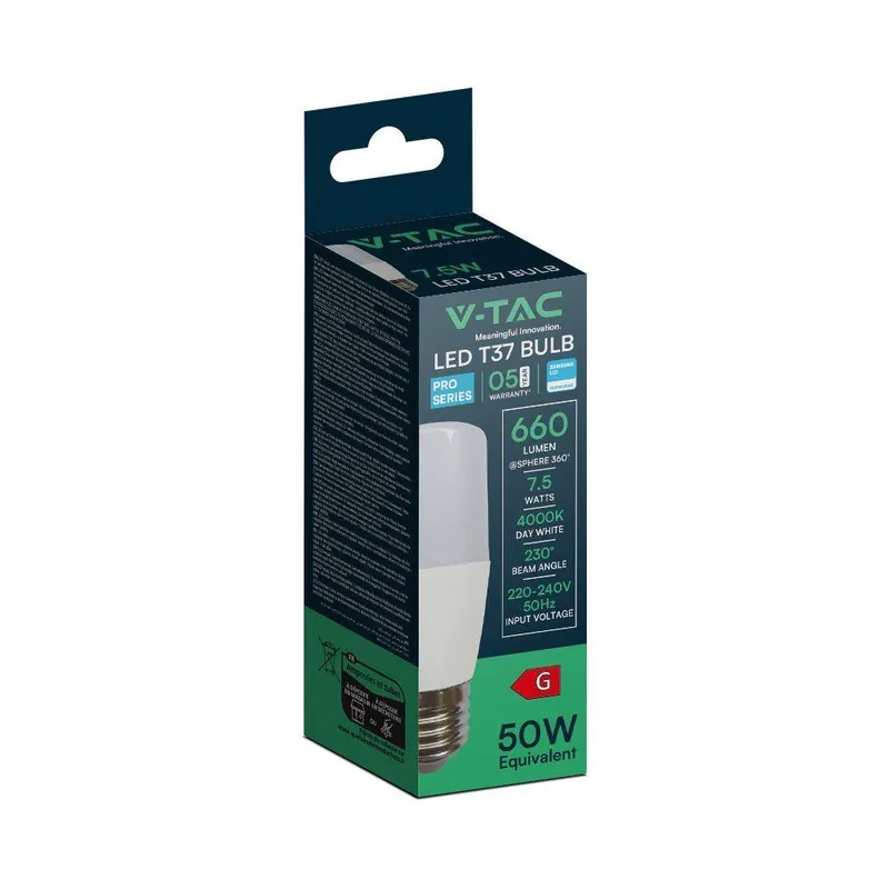 Żarówka LED V-TAC SAMSUNG CHIP 7,5W E27 T37 VT-237 4000K 660LM 5 Lat Gwarancji