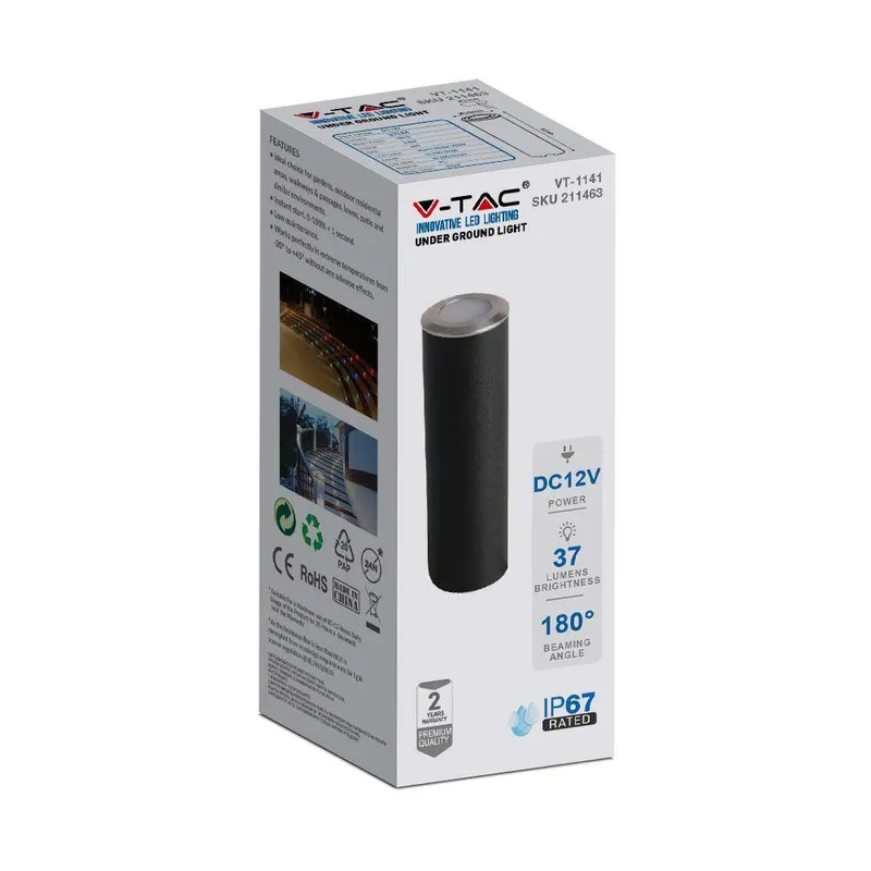 Oprawa Gruntowa Ogrodowa Najazdowa Podłogowa V-TAC 0.5W LED IP67 VT-1141 3000K 37LM - Srebrna