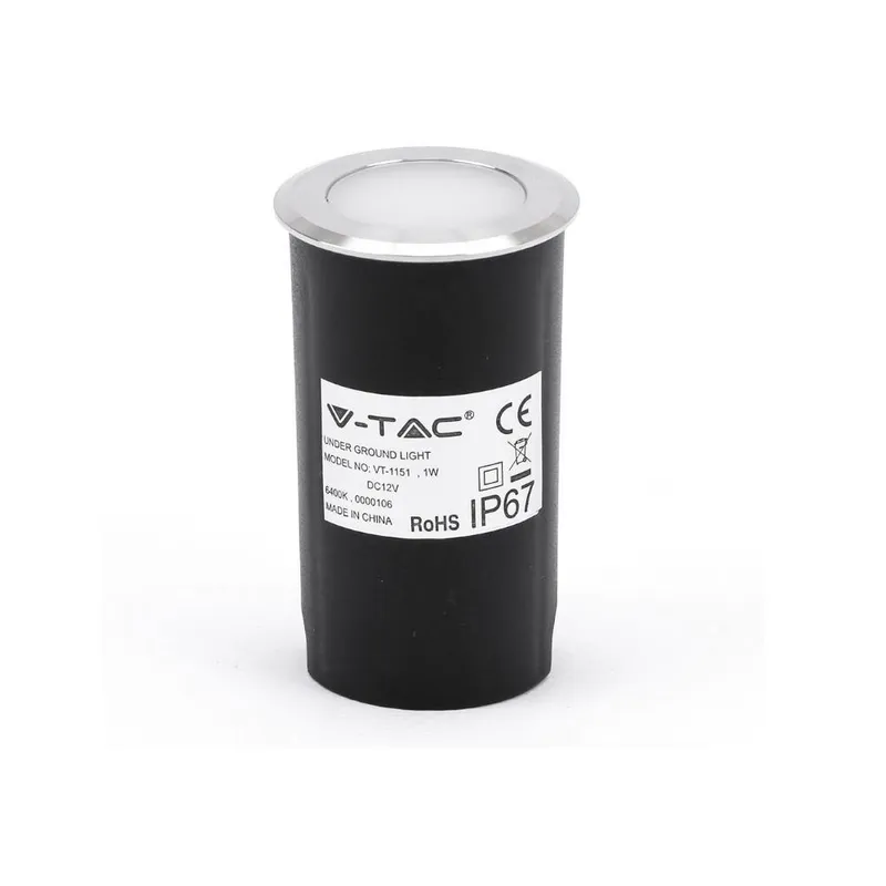 Oprawa Gruntowa Ogrodowa Najazdowa Podłogowa V-TAC 1W LED IP67 VT-1151 6400K 51LM - Srebrna