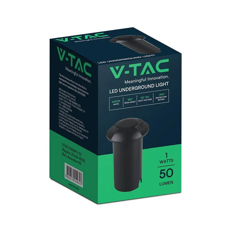 Oprawa Gruntowa Ogrodowa Najazdowa V-TAC 1W LED 2-STRONNA IP67 VT-1161 3000K 50LM - Czarna