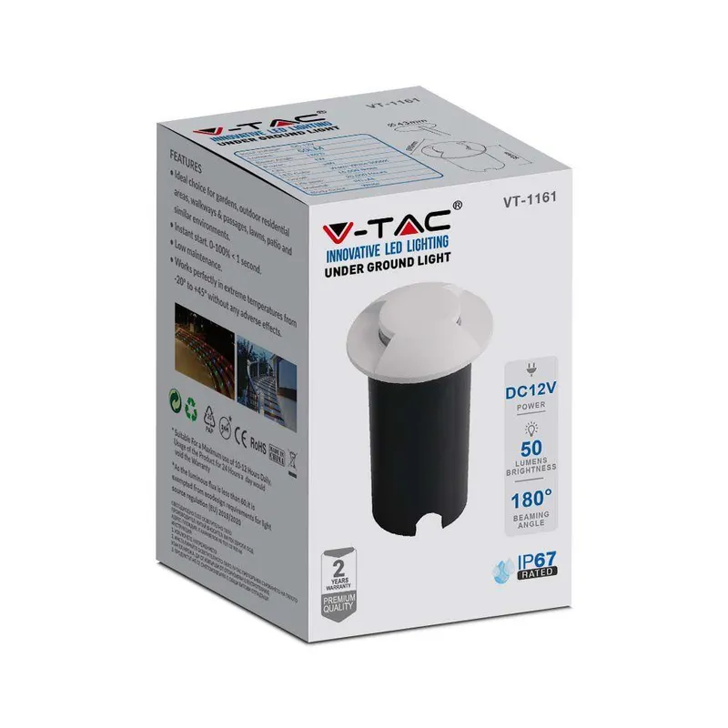 Oprawa Gruntowa Ogrodowa Najazdowa V-TAC 1W LED 2-STRONNA IP67 VT-1161 6500K 50LM - Biała