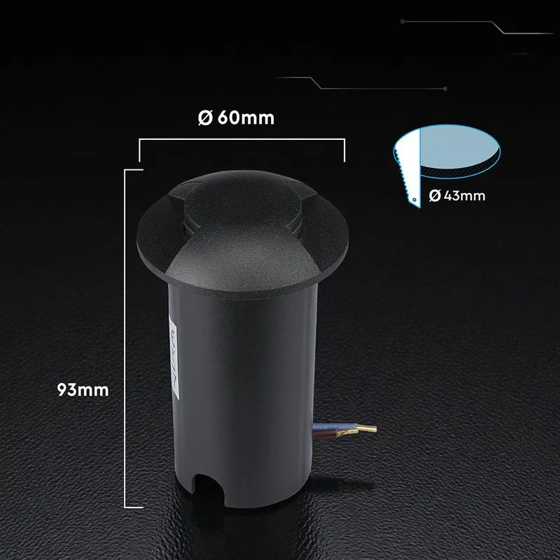 Oprawa Gruntowa Ogrodowa Najazdowa V-TAC 1W LED 2-STRONNA IP67 VT-1161 6400K 50LM - Czarna