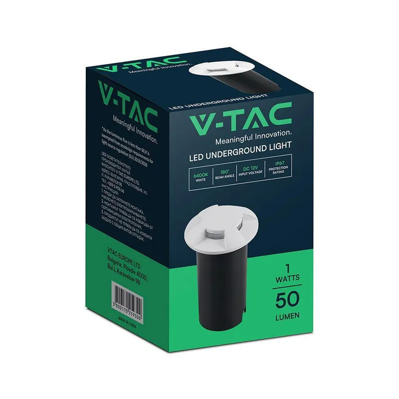 Oprawa Gruntowa Ogrodowa Najazdowa V-TAC 1W LED 4-STRONNA IP67 VT-1171 6400K 50LM - Biała