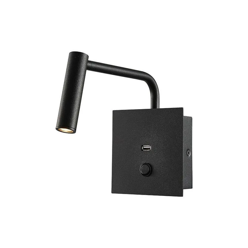 Oprawa LED V-TAC 3W Kinkiet Hotel Łóżko USB Włącznik COB CREE VT-2943 3000K 150LM 3 Lata Gwarancji - Czarny