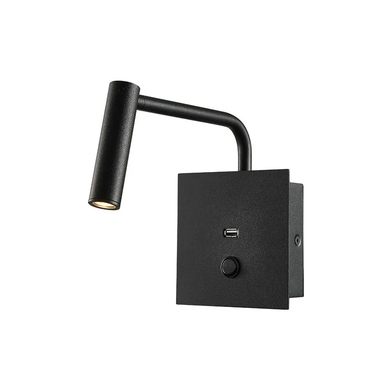 Oprawa LED V-TAC 3W Kinkiet Hotel Łóżko USB Włącznik COB CREE VT-2943 3000K 150LM 3 Lata Gwarancji - Czarny