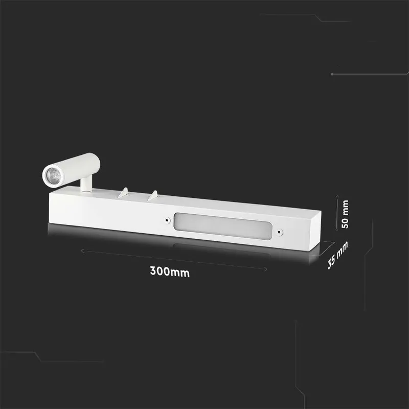 Oprawa LED V-TAC 3W+6W Kinkiet Hotel Łóżko Włącznik VT-2953 3000K 680LM 3 Lata Gwarancji - Biały