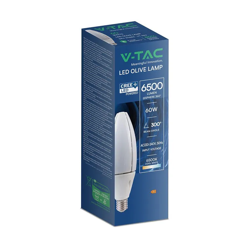 Żarówka LED V-TAC CREE CHIP 60W E40 VT-260 6500K 6500LM 6 Lat Gwarancji