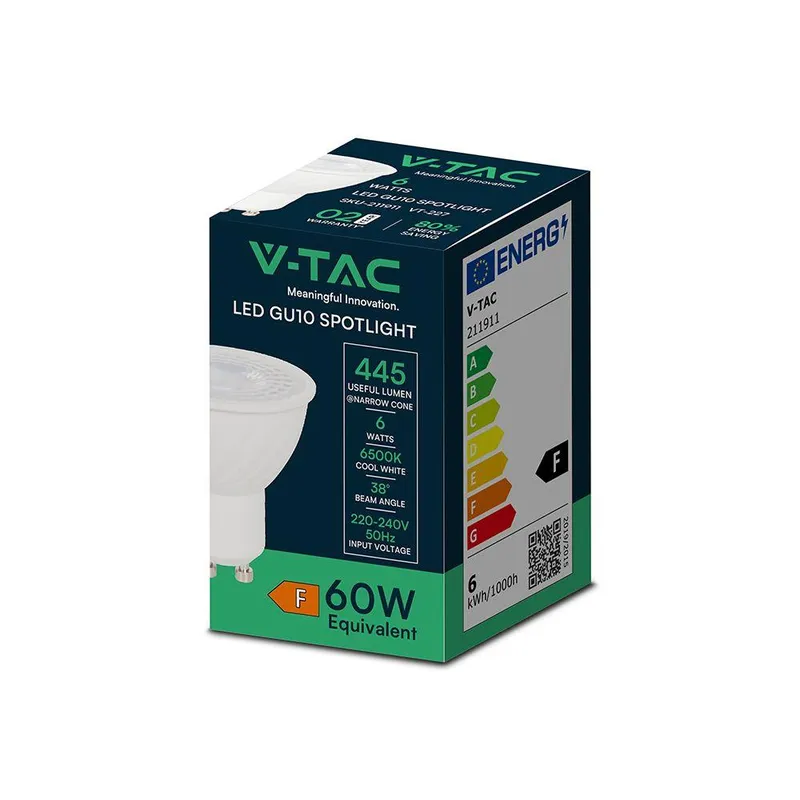 Żarówka LED V-TAC 6W GU10 38ST VT-227 6500K 445LM
