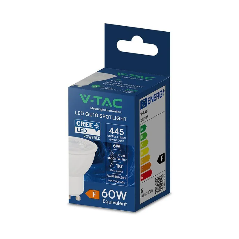 Żarówka LED V-TAC CREE CHIP 6W GU10 110ST VT-247 6500K 445LM 6 Lat Gwarancji