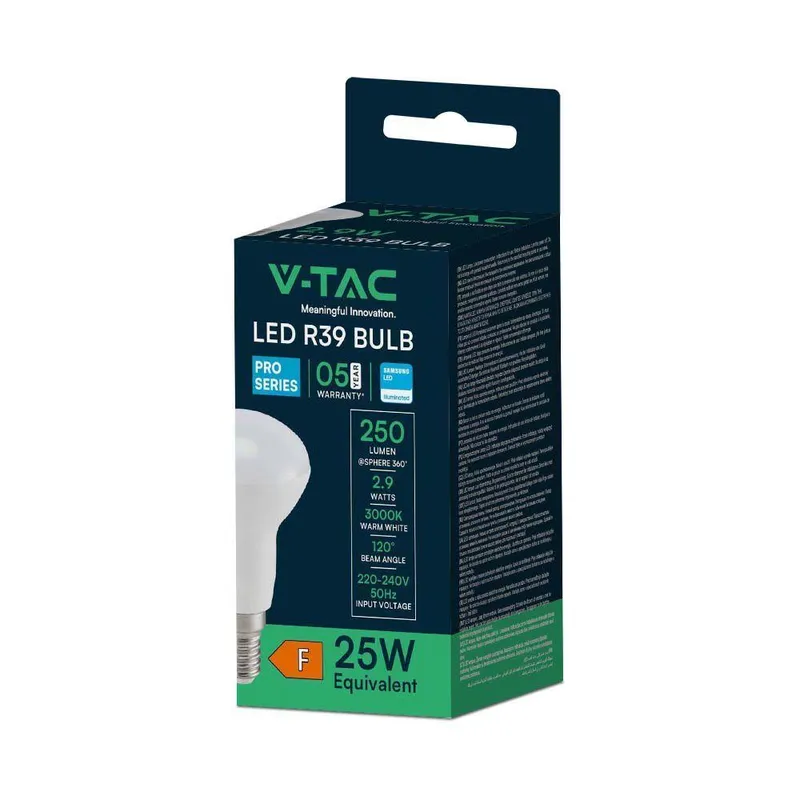 Żarówka LED V-TAC SAMSUNG CHIP 2,9W E14 R39 VT-239 3000K 250LM 5 Lat Gwarancji