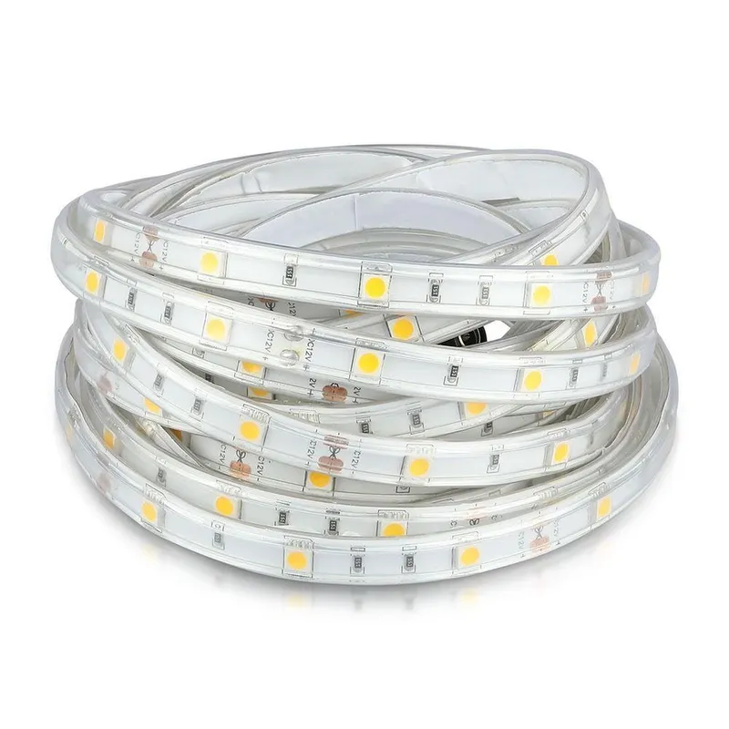 Taśma LED V-TAC 12V SMD5050 150LED IP65 Rękaw 6W/M VT-5050 30-IP65 3000K 500LM