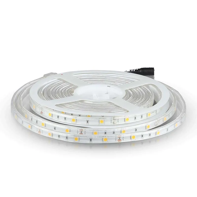 Taśma LED V-TAC 12V SMD5050 150LED IP65 Rękaw 6W/M VT-5050 30-IP65 3000K 500LM