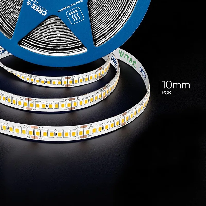 Taśma LED V-TAC CREE CHIP 24V CRI90 2XPCB 10mm 10mb 18W/M 238LED/M VT-2835 238 6500K 2150LM 6 Lat Gwarancji