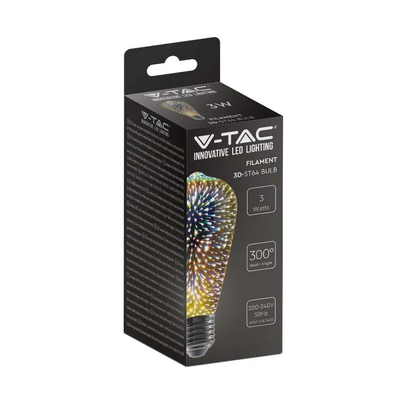 Żarówka LED V-TAC 3W E27 Filament Gwiazdy 3D Vintage ST64 VT-2223-N 3000K 25LM