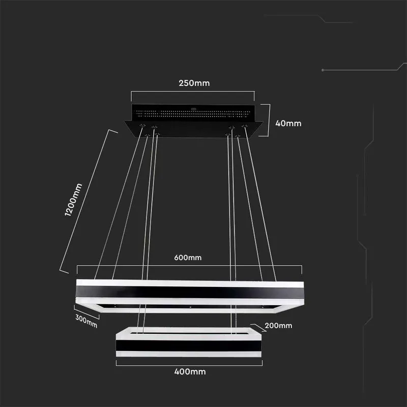Oprawa Zwieszana LED V-TAC 100W Soft Light Chandelier Ściemnianie VT-101-2D-B-N 3000K 6300LM 3 Lata Gwarancji - Czarny