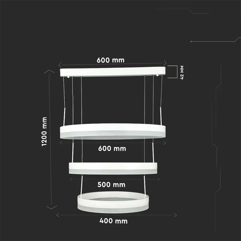 Oprawa Zwieszana LED V-TAC 82W Soft Light Chandelier Ściemnianie VT-82-3-W-N 3000K 4550LM 3 Lata Gwarancji - Biały