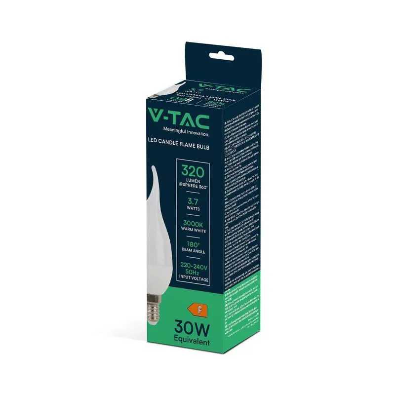 Żarówka LED V-TAC 3,7W E14 Świeczka Płomyk VT-1818TP 3000K 320LM