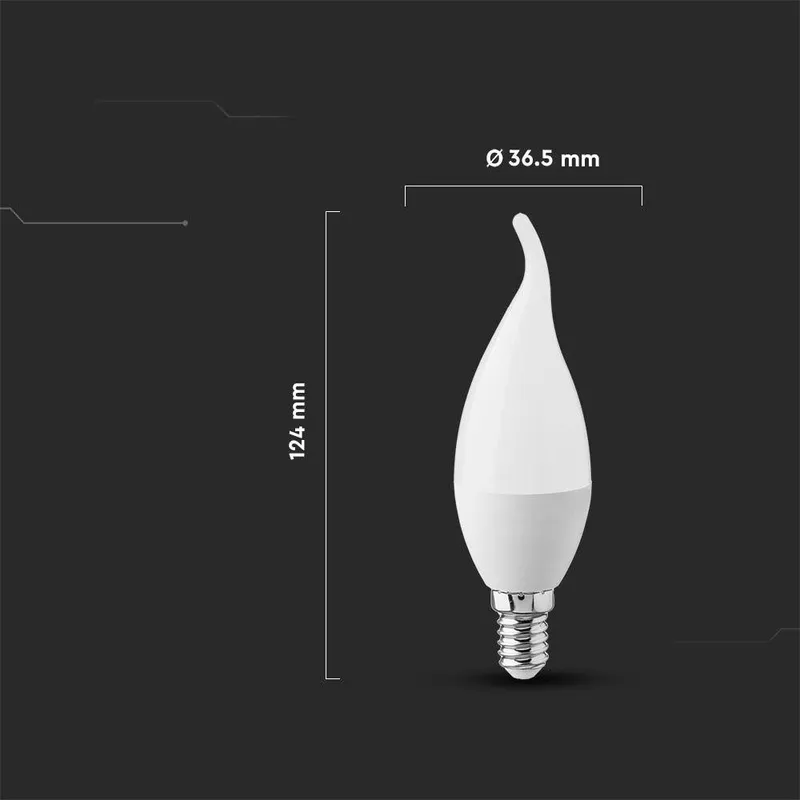 Żarówka LED V-TAC 3,7W E14 Świeczka Płomyk VT-1818TP 3000K 320LM
