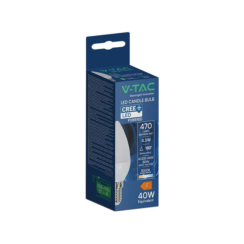 Żarówka LED V-TAC CREE CHIP 4,5W E14 Świeczka VT-1855 3000K 470LM 6 Lat Gwarancji