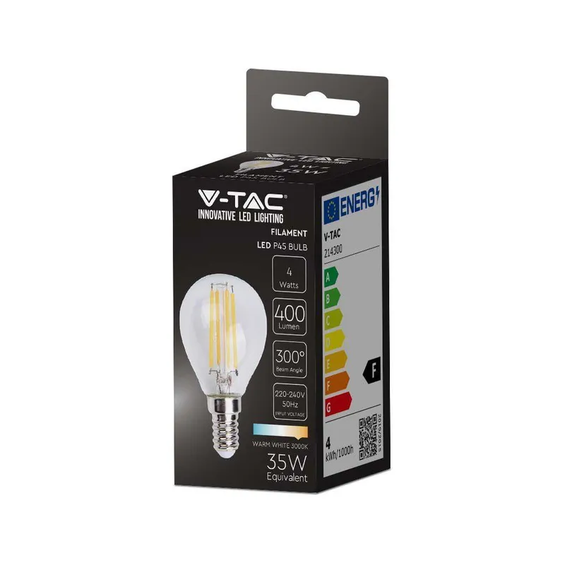 Żarówka LED V-TAC 4W Filament E14 P45 Kulka VT-1996 3000K 400LM