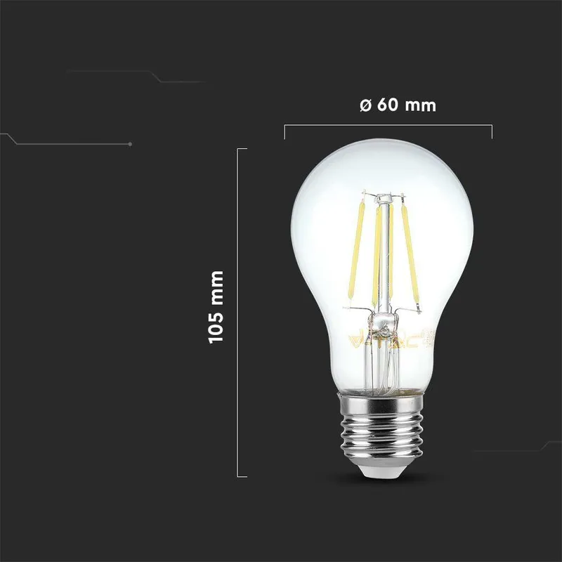 Żarówka LED 6W Filament E27 A60 V-TAC VT-1887 4000K 600LM