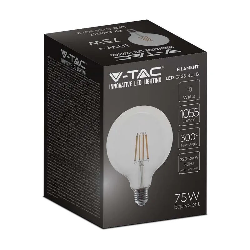 Żarówka LED 10W Filament E27 Kula Glob G125 V-TAC VT-1979 3000K 1055LM