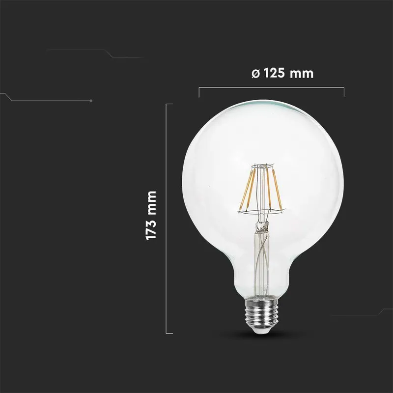 Żarówka LED 10W Filament E27 Kula Glob G125 V-TAC VT-1979-N 6500K 1055LM
