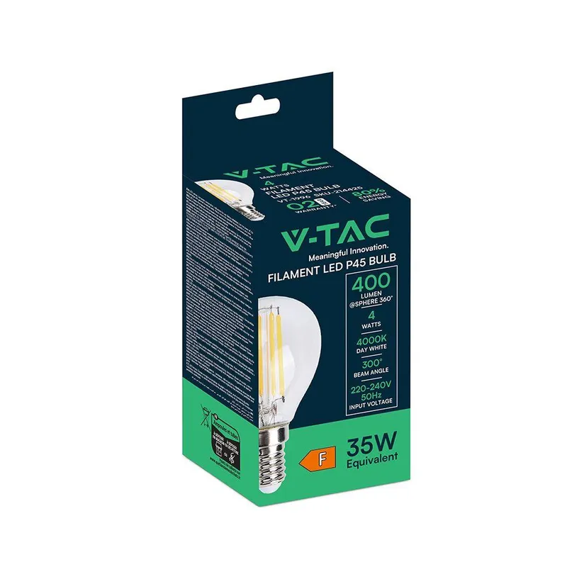 Żarówka LED V-TAC 4W Filament E14 P45 Kulka VT-1996 4000K 400LM