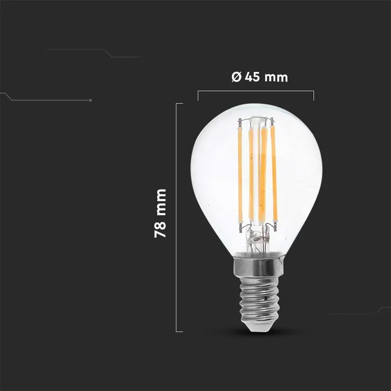 Żarówka LED V-TAC 4W Filament E14 P45 Kulka VT-1996 4000K 400LM
