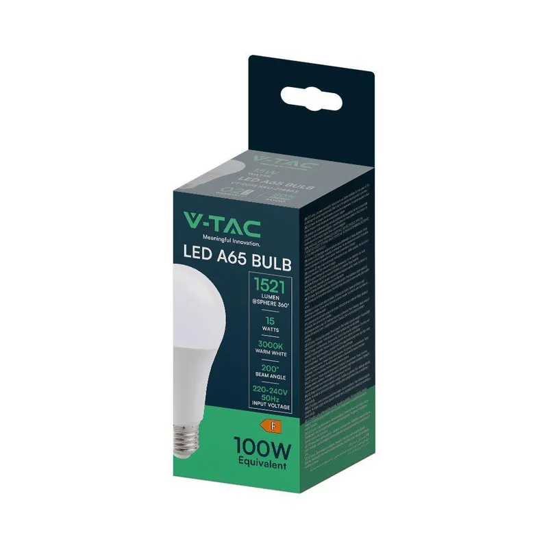 Żarówka LED V-TAC 15W A65 E27 VT-2015 3000K 1521LM