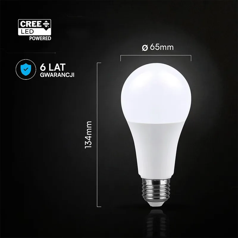 Żarówka LED V-TAC CREE CHIP 17W A65 E27 VT-2017 3000K 1710LM 6 Lat Gwarancji
