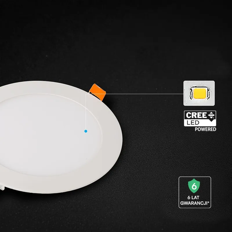 Panel Wpuszczany Downlight V-TAC PRO SLIM 12W LED CREE CHIP Okrągły 170x12mm CCT VT-1207CCT 3000K-4000K-6500K 1150LM 6 Lat Gwarancji