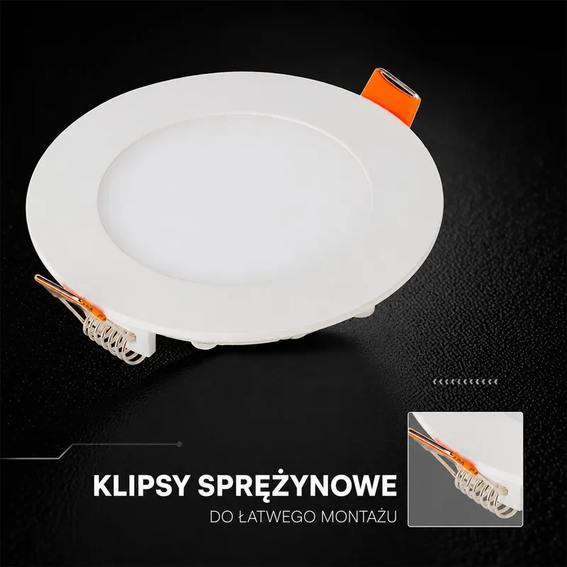 Panel Wpuszczany Downlight V-TAC PRO SLIM 3W LED CREE CHIP Okrągły 84x12mm VT-307CCT 3000K-4000K-6500K 250LM 6 Lat Gwarancji