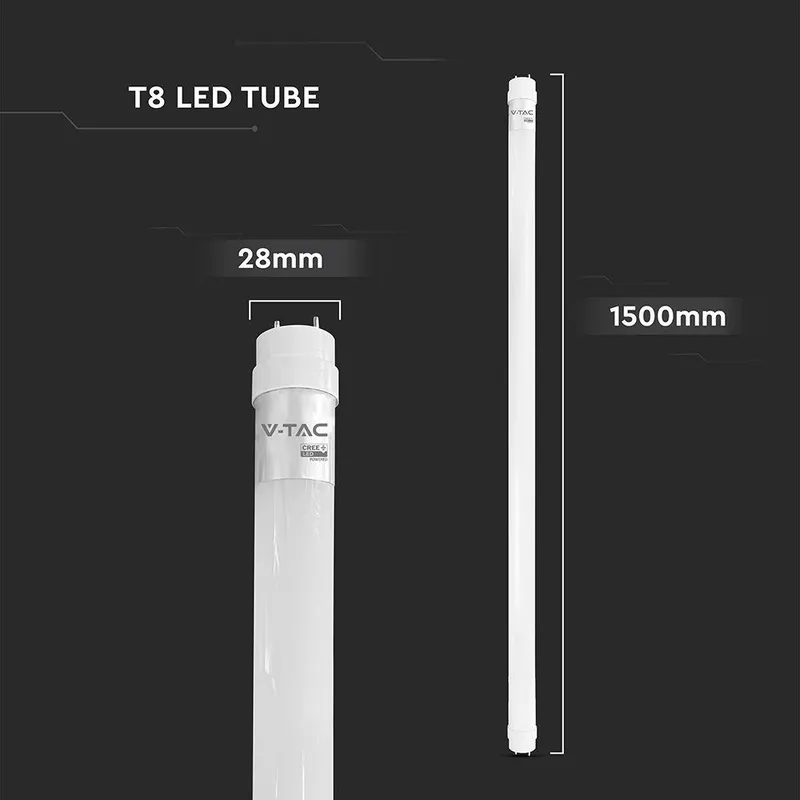 Tuba Świetlówka LED T8 V-TAC CREE CHIP 150cm 20W G13 Nano Plastic 100LM/W VT-151 4000K 2100LM 6 Lat Gwarancji