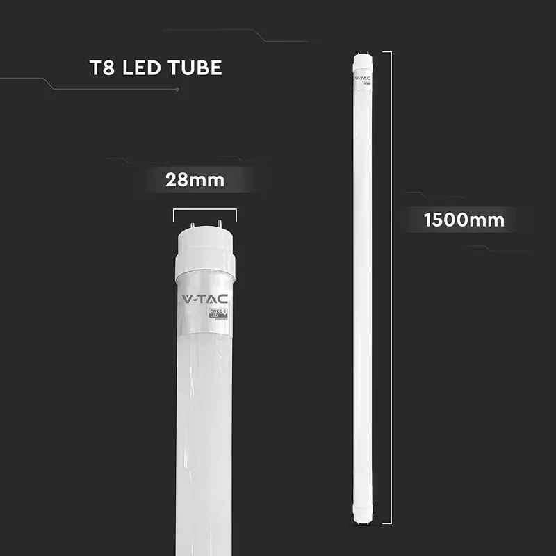 Tuba Świetlówka LED T8 V-TAC CREE CHIP 150cm 20W G13 Nano Plastic 100LM/W VT-151 6500K 2100LM 6 Lat Gwarancji