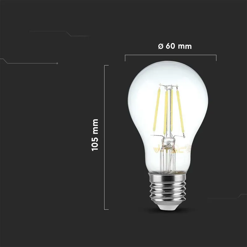 Żarówka LED V-TAC 4W Filament E27 A60 VT-1885 6500K 400LM