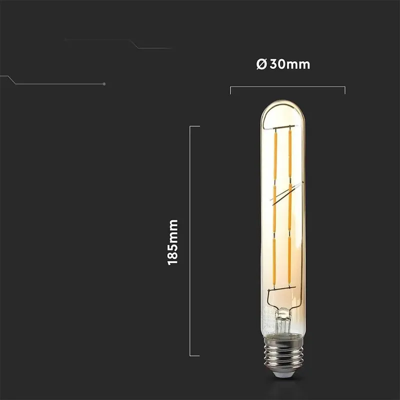 Żarówka LED V-TAC 6W T30 E27 Filament Bursztyn 30x185mm VT-2006-N 2200K 600LM