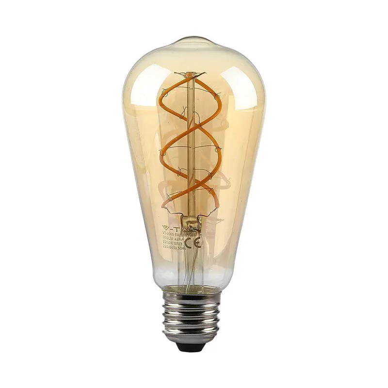 Żarówka LED V-TAC 4,8W E27 Filament Vintage ST64 64x143mm VT-2065-N 1800K 300LM - Złota