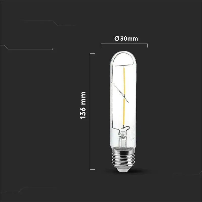 Żarówka LED V-TAC 2W T30 E27 Filament 30x136mm VT-2042-N 3000K 200LM