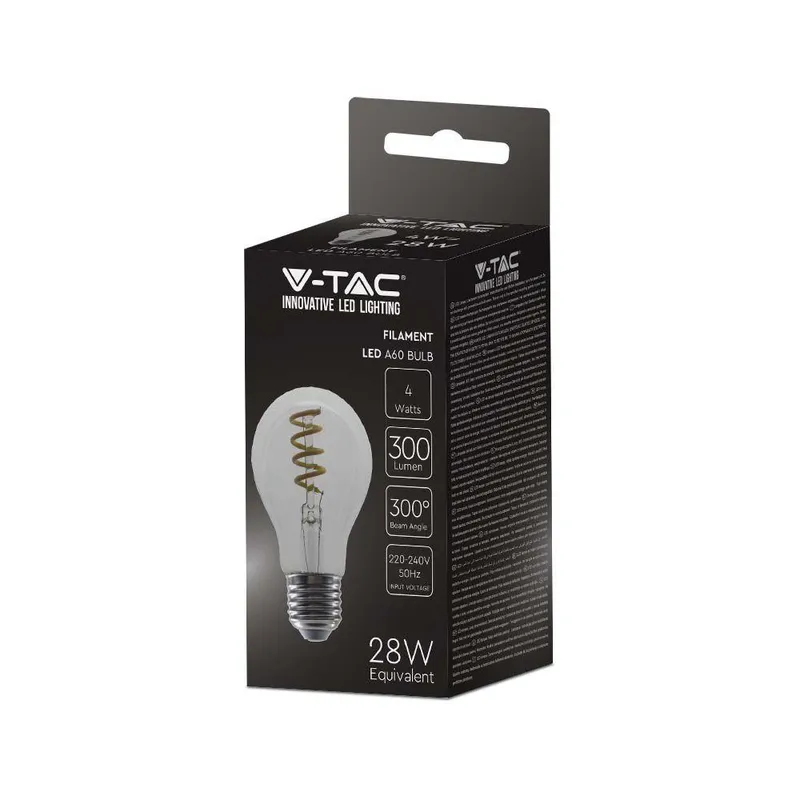 Żarówka LED V-TAC 4W E27 A60 Spiral Filament VT-2164-N 3000K 300LM