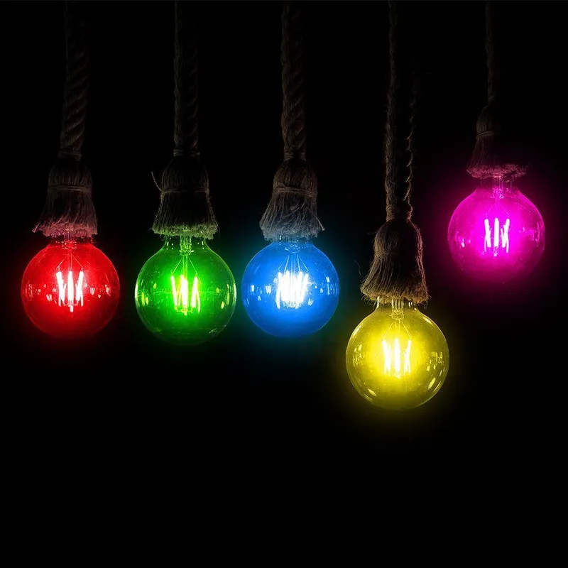 Żarówka LED V-TAC 2W Filament E27 Kulka G45 Kolor VT-2132 Kolor 60LM - Różowy