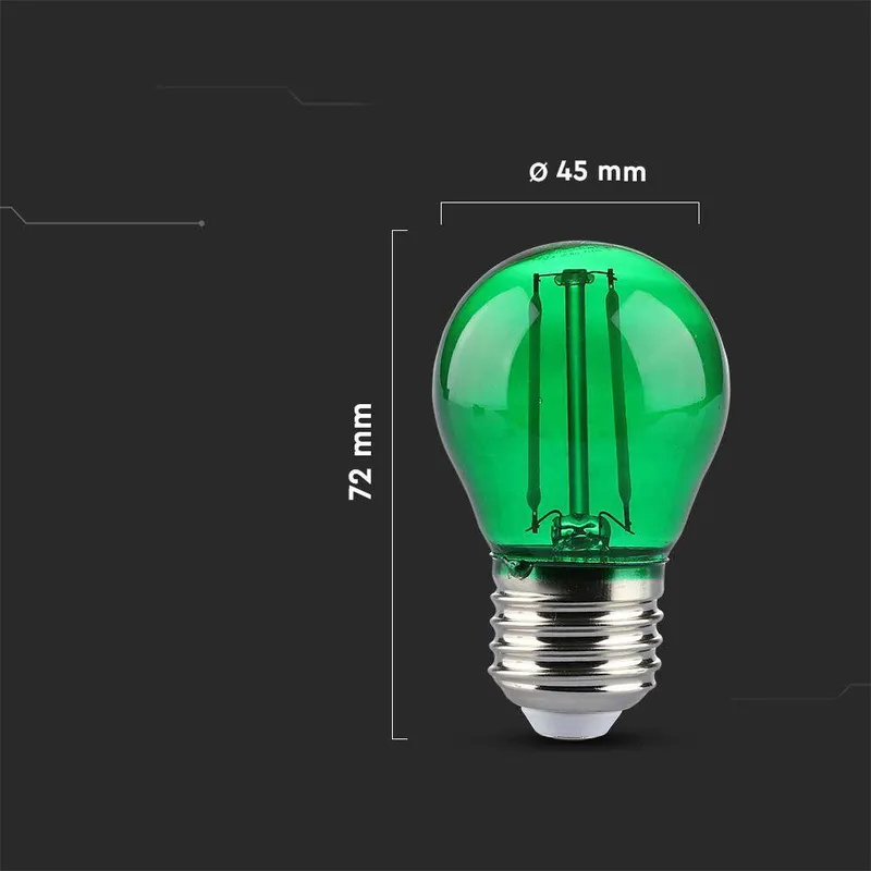 Żarówka LED V-TAC 2W Filament E27 Kulka G45 Kolor VT-2132 Kolor 60LM - Zielony
