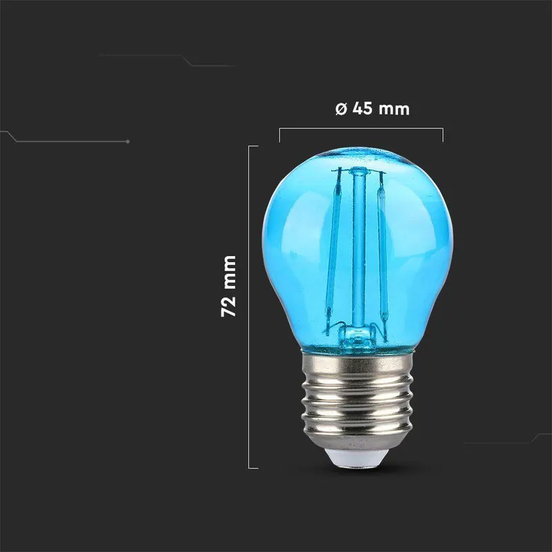 Żarówka LED V-TAC 2W Filament E27 Kulka G45 Kolor VT-2132 Kolor 60LM - Niebieski
