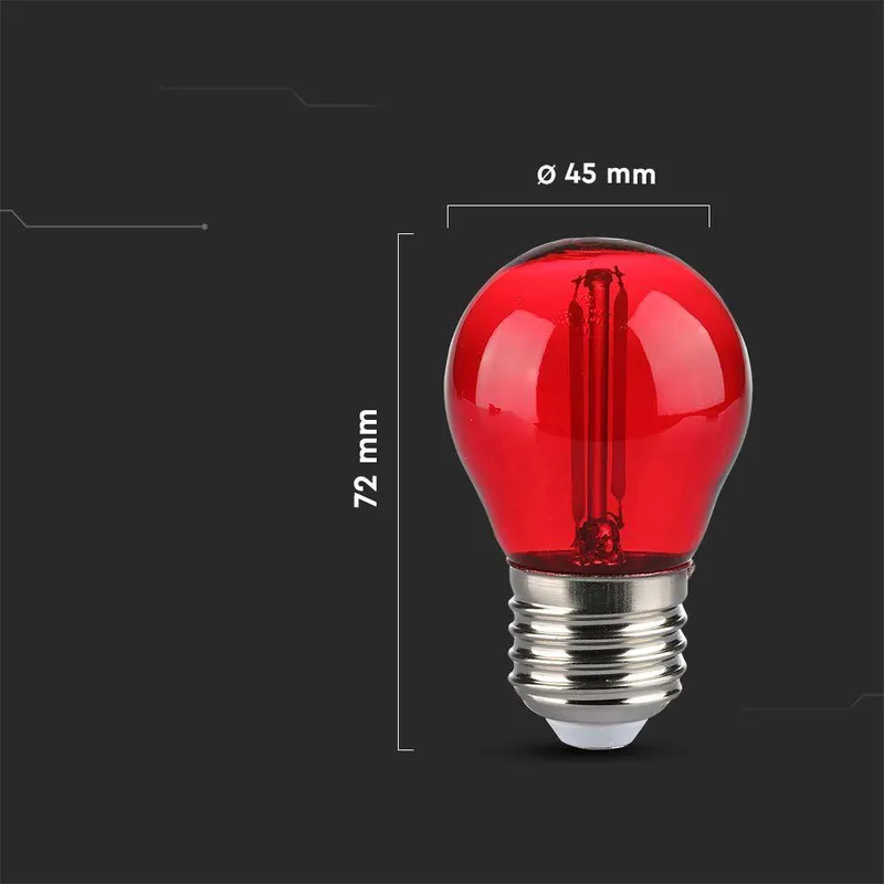 Żarówka LED V-TAC 2W Filament E27 Kulka G45 Kolor VT-2132 Kolor 60LM - Czerwony