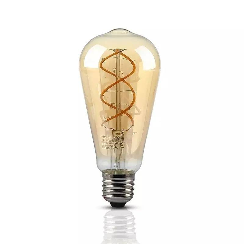 Żarówka LED V-TAC 4,8W E27 Filament Bursztyn Vintage ST64 Ściemnialna VT-2065 2200K 250LM