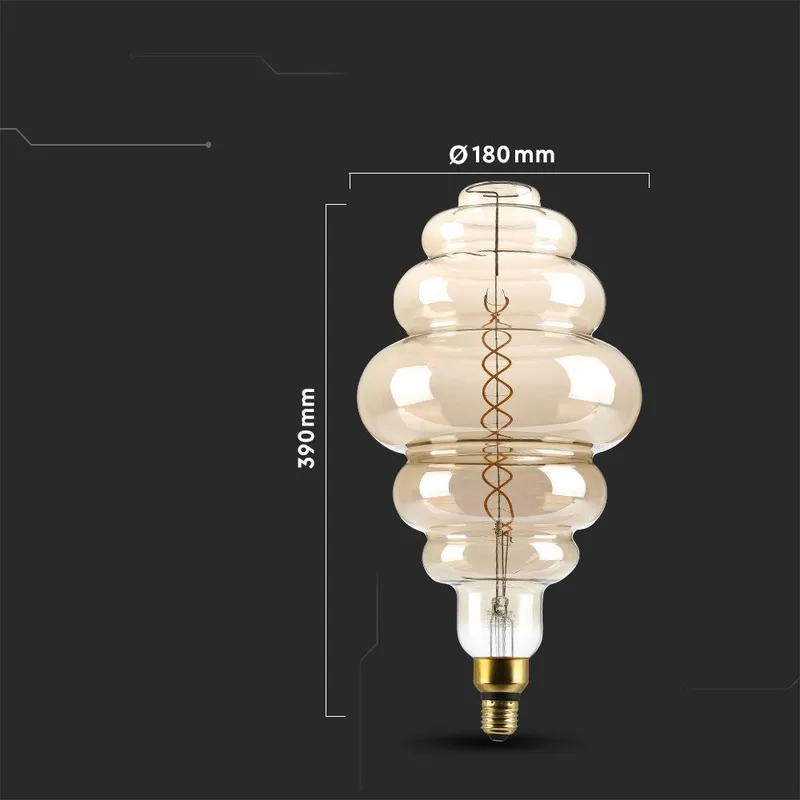Żarówka LED V-TAC 8W Filament E27 S200 Smoky Ściemnialna 200x410mm VT-218 2000K 500LM