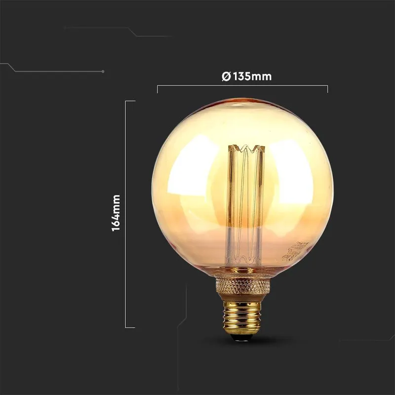 Żarówka LED V-TAC 4W Edison Retro E27 G125 Bursztynowa 125x164mm VT-2195 1800K 200LM